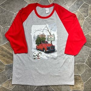 Red Truck Christmas Trees Festive 3/4 Sleeve Shirt